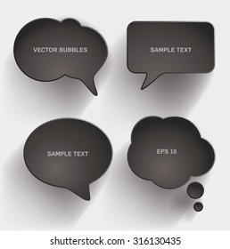 Black Speech Bubbles on white background, Vector Illustration