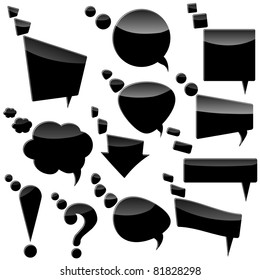 Black speech bubbles on white. Vector EPS10.