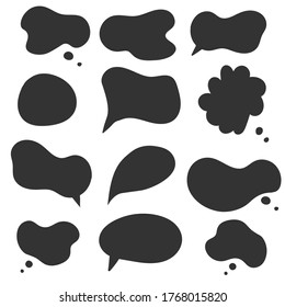 Burbujas de habla negra. Vector de nubes de chat en línea aislado en fondo blanco. Elementos infográficos para su diseño. Ilustración de vectores de stock	