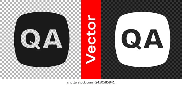 Burbujas de voz negras con el icono de pregunta y respuesta aislado sobre fondo transparente. Símbolo Q y A. Signo de FAQ. Burbuja de voz de chat y gráfico.  Vector