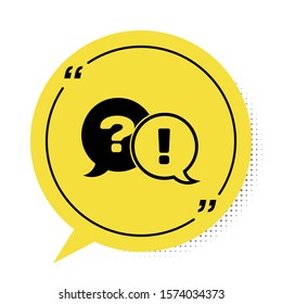 Black Speech bubbles with Question and Exclamation icon isolated on white background. FAQ sign. Copy files, chat speech bubble and chart. Yellow speech bubble symbol. Vector Illustration