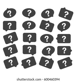 black speech bubbles with question mark