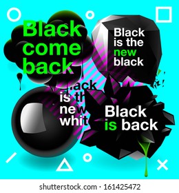 Black speech bubbles set, vector illustration. 