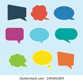 Black speech bubbles. Thought text bubble symbols, origami bubbly speech shapes. Comic dialog clouds vector set
