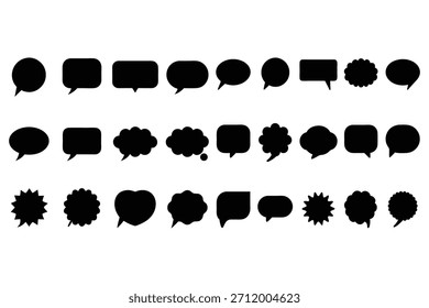 Burbujas de discurso negro varias Formas icono de mensaje de burbuja de chat