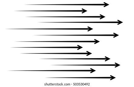 Black speed horizontal arrows Seamless pattern Vector illustration