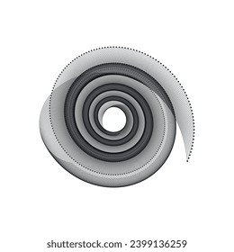 Black speed lines in circle form. Geometric art Spiral black dots on white background. Design element for design project Vector illustration