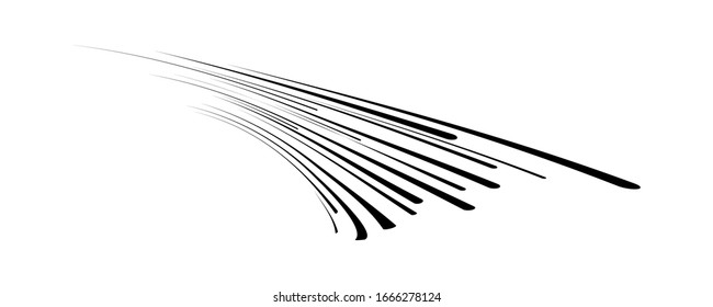 Black speed lines for elements Comic on a white background. Motion effect for your design. Black lines on a white background. Vector illustration, EPS 10.