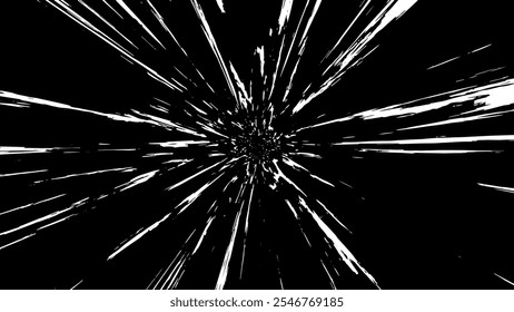 Líneas de velocidad negras sobre fondo blanco. Fondo de ráfaga de velocidad. Impacto del manga cómico de los rayos de velocidad. Manga efecto cómico.