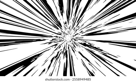 Black speed lines on white background. Speed burst background. Speed rays comic manga impact. Manga comic effect.