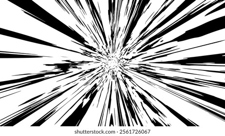 Black speed lines on white background. Speed burst background. Speed rays comic manga impact. Manga comic effect.