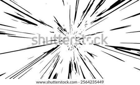 Black speed lines on white background. Speed burst background. Speed rays comic manga impact. Manga comic effect.