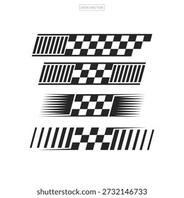 Linhas de velocidade pretas e elementos de design de bandeira de corrida para projetos automotivos, esportivos e de marca acelerada 
