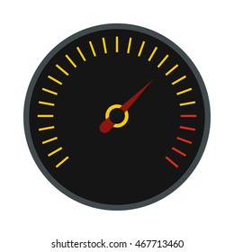 Black speedometer icon in flat style on a white background