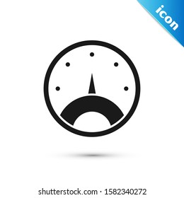 Black Speedometer icon isolated on white background.  Vector Illustration