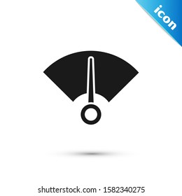 Black Speedometer icon isolated on white background.  Vector Illustration