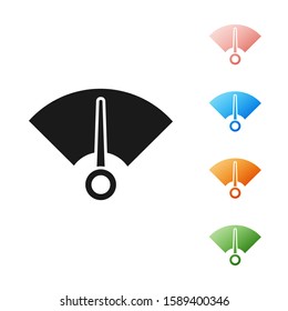 Black Speedometer icon isolated on white background. Set icons colorful. Vector Illustration