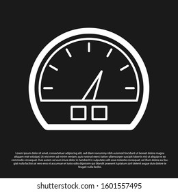 Black Speedometer icon isolated on black background.  Vector Illustration