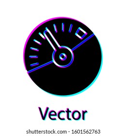 Black Speedometer icon isolated on white background.  Vector Illustration
