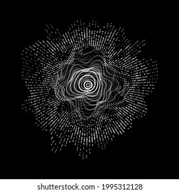 Schwarze Kugel, bestehend aus Partikeln. Moderne WLAN-Elemente. Technologie-Gittersphäre. Vektorgrafik.