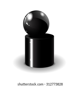 Black sphere and  cylinder with shadow. Vector illustration