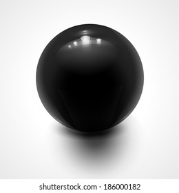  Black sphere isolated on white. Vector illustration for your design.