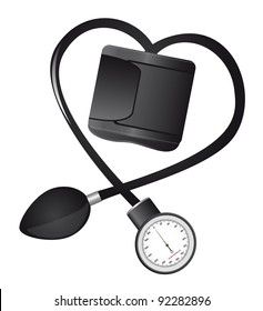 Schwarze sphygmomanometer-herzenförmige einzelne Vektorillustration-Illustration