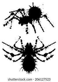 Black spider - blots silhouette. Two variation.