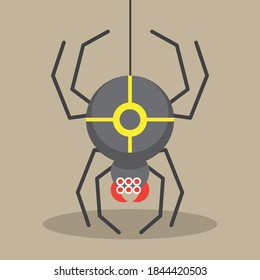 araña negra con fondo marrón