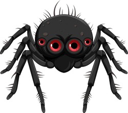 Caricature D'araignée Noire Isolée
