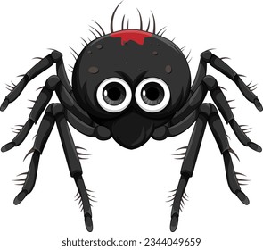 Black spider cartoon isolated illustration