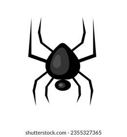 Vector de diseño de araña negra con sombras volumétricas sobre un fondo blanco. Como decoración para afiches e invitaciones de Halloween