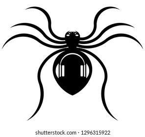 black spider with eight legs
