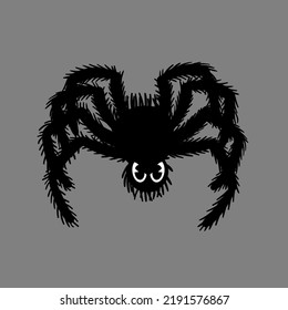 Black spider, hairy tarantula, Halloween character. Vector illustration in trendy comic retro style.