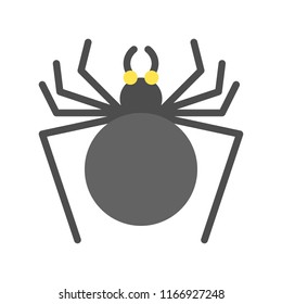 black spider, Halloween related icon, flat design