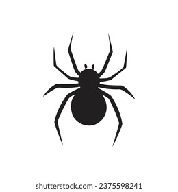 Black spider for halloween. Spider silhouette icon on white background. Vector Illustration