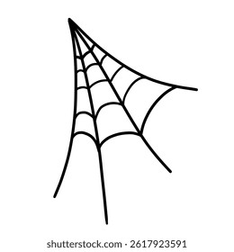 Black Spider halloween witch decoration web hand drawn doodle sketch for holiday spooky scary party. Tattoo design art with an insect bug zombie drawing.