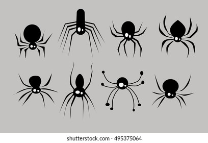 black spider icon element set for Halloween. vector illustration