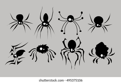 black spider icon element set for Halloween. vector illustration