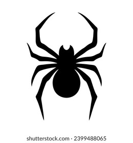 Black spider icon. Spider silhouette isolated on white background. Vector illustration
