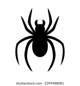 Black spider icon. Spider silhouette isolated on white background. Vector illustration