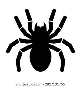 A black spider icon silhouette on a white background, representing an insect or arachnid symbol