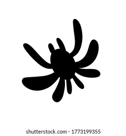 Black spider isolated on a white background. Silhouette of a spider. Design element for Halloween. Vector illustration