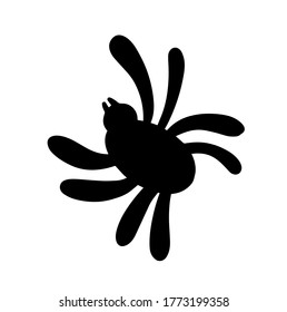 Schwarze Spinne einzeln auf weißem Hintergrund. Silhouette einer Spinne. Design-Element für Halloween. Vektorgrafik