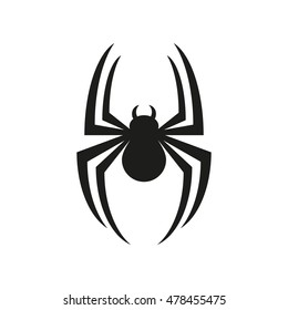 Black spider isolated on white background. Spider closeup. Business logo template