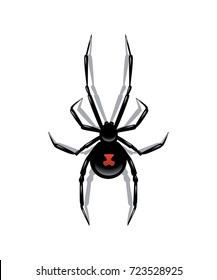 Black spider isolated on white background. Vector object.