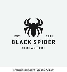 Black spider logo vector icon illustration hipster vintage retro .