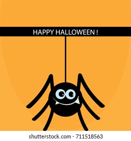 Black spider on cobweb on Halloween