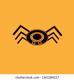 Black spider on the orange background