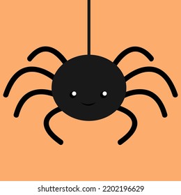 black spider on orange background